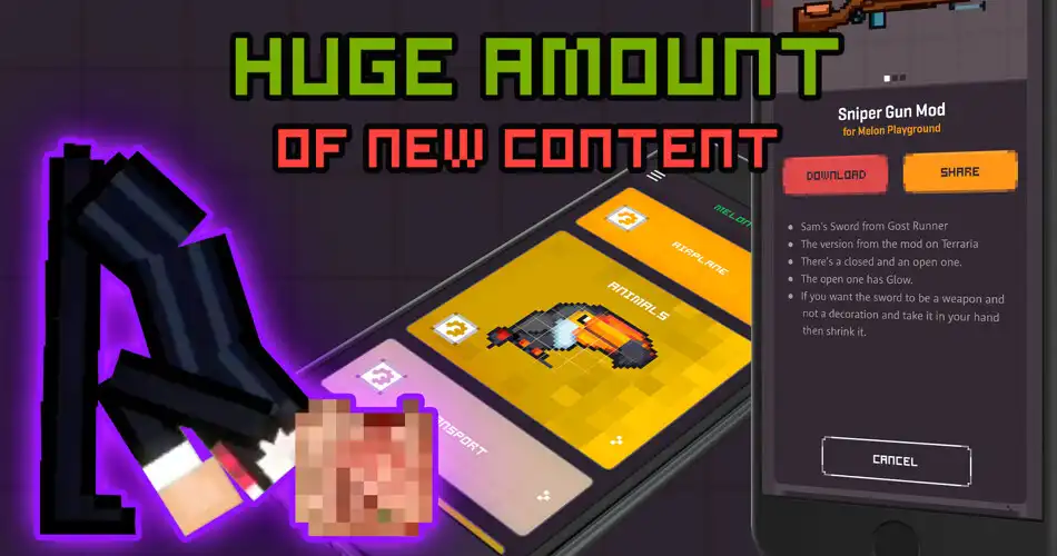 Play Mods For Melon Sandbox 3D as an online game Mods For Melon Sandbox 3D with UptoPlay