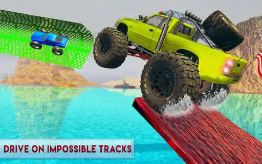 Play Monster Truck Impossible Mega Ramp Stunts Tracks as an online game Monster Truck Impossible Mega Ramp Stunts Tracks with UptoPlay