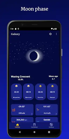 Play Moon phases - Galaxy, Sun Info  and enjoy Moon phases - Galaxy, Sun Info with UptoPlay