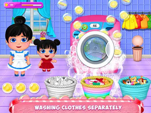 Play Mother Baby Care Laundry Day as an online game Mother Baby Care Laundry Day with UptoPlay
