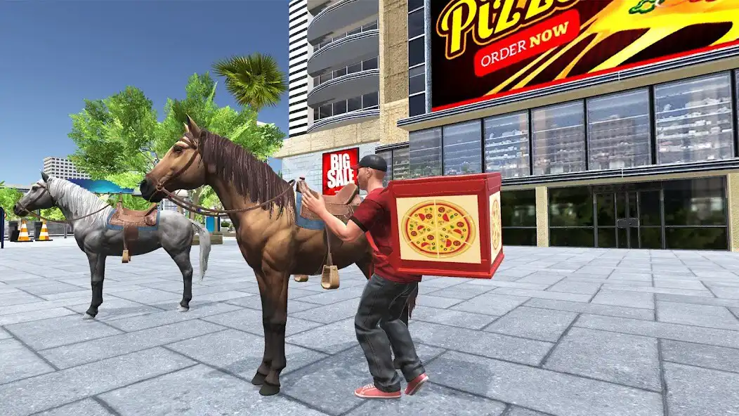 Play Mounted Horse Pizza Delivery