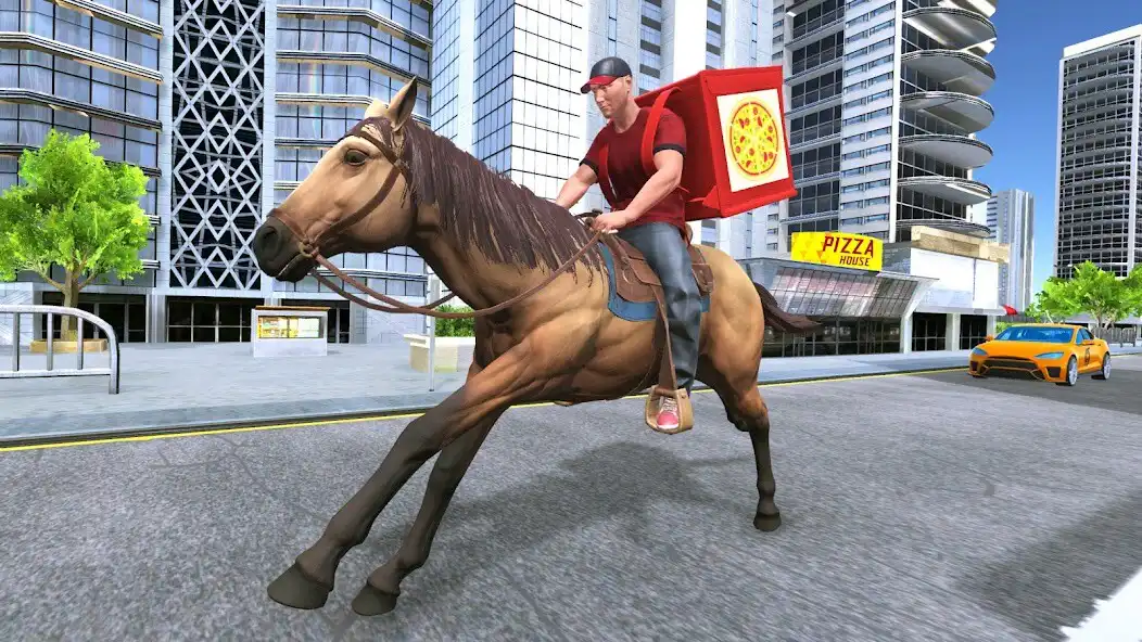 Play Mounted Horse Pizza Delivery