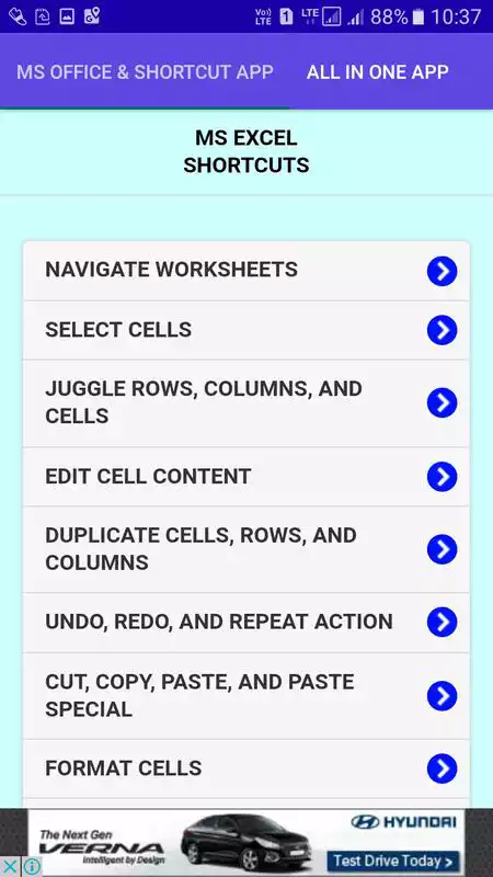 Play MS OFFICE TUTORIAL  SHORTCUT OFFLINE APP