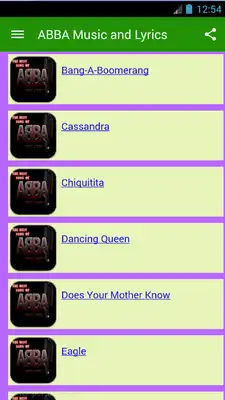 Play Music and Lyrics for ABBA Song