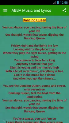 Play Music and Lyrics for ABBA Song