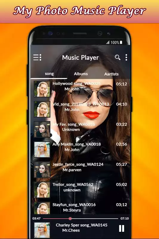 Play Music Player With Your Photo Background