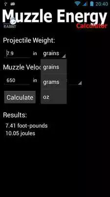 Play Muzzle Energy Calculator