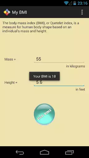 Play My BMI : Your BMI Calculator as an online game My BMI : Your BMI Calculator with UptoPlay