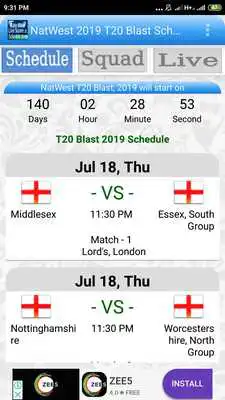Play NatWest 2019 T20 Blast Schedule