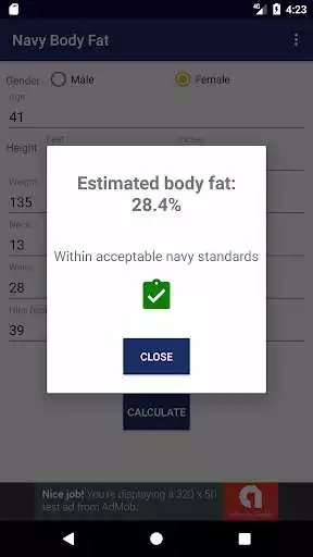 Play Navy Body Fat Percentage Calculator and Tracker as an online game Navy Body Fat Percentage Calculator and Tracker with UptoPlay