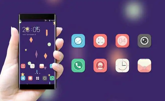 Play Neat Theme Cartoon Launcher Purple Wallpaper