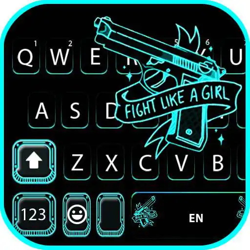 Play Neon Blue Gun Keyboard Background APK