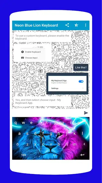 Play Neon Blue Lion Keyboard Theme as an online game Neon Blue Lion Keyboard Theme with UptoPlay