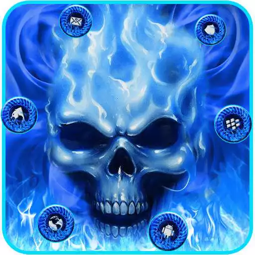 Free play online Neon Blue Skull Theme  APK