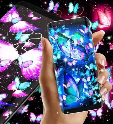 Play Neon butterflies glowing live wallpaper