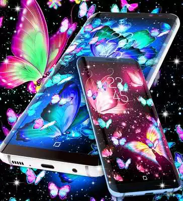 Play Neon butterflies glowing live wallpaper