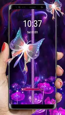 Play Neon Butterfly Zipper Lock