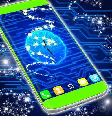 Play Neon Circuit Clock Wallpaper