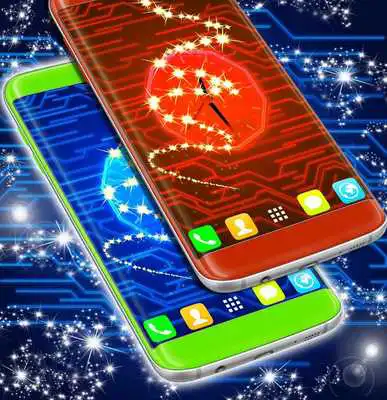 Play Neon Circuit Clock Wallpaper