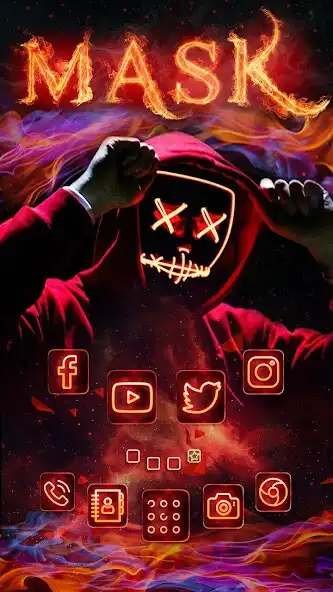 Play Neon, Fire, Mask Theme  Live Wallpaper  and enjoy Neon, Fire, Mask Theme  Live Wallpaper with UptoPlay