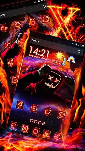 Play Neon, Fire, Mask Theme  Live Wallpaper as an online game Neon, Fire, Mask Theme  Live Wallpaper with UptoPlay