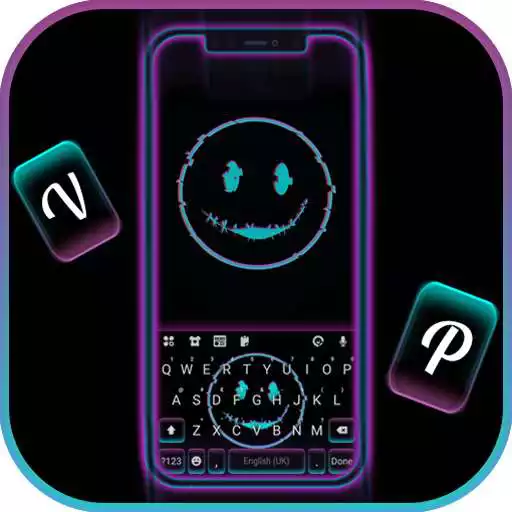 Play Neon Glitch Emoji Keyboard Background APK