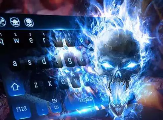 Play Neon glow FIRE Skull keyboard