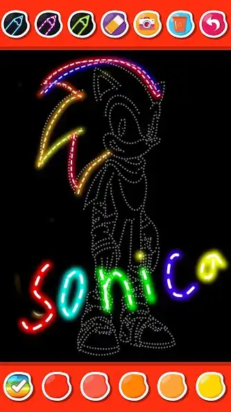 Play Neon Glow Sonica drawing kids as an online game Neon Glow Sonica drawing kids with UptoPlay