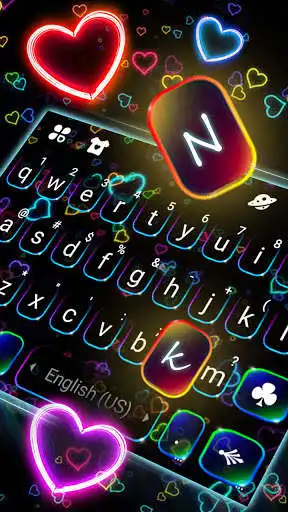 Play Neon Hearts Keyboard Theme as an online game Neon Hearts Keyboard Theme with UptoPlay