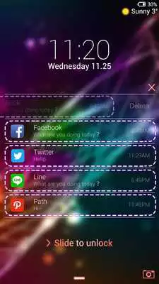 Play Neon light Locker theme