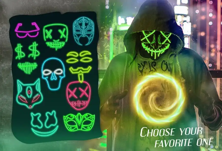 Play Neon Mask Camera Stickers  and enjoy Neon Mask Camera Stickers with UptoPlay