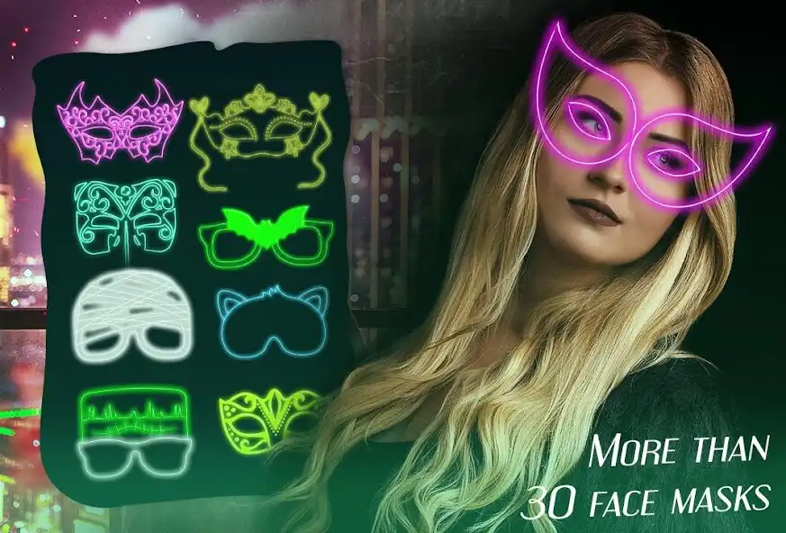 Play Neon Mask Camera Stickers as an online game Neon Mask Camera Stickers with UptoPlay