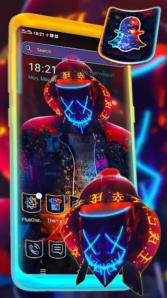 Play Neon Mask Man Launcher Theme  and enjoy Neon Mask Man Launcher Theme with UptoPlay
