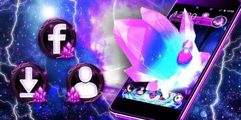 Play Neon Purple Crystal 3D Theme