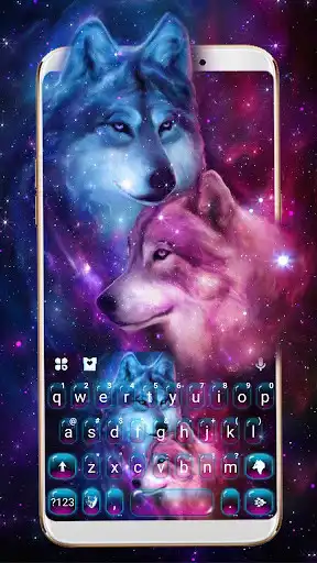 Play Neon Wolf Galaxy Keyboard Theme  and enjoy Neon Wolf Galaxy Keyboard Theme with UptoPlay