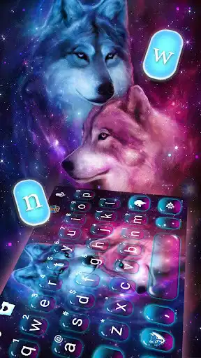 Play Neon Wolf Galaxy Keyboard Theme as an online game Neon Wolf Galaxy Keyboard Theme with UptoPlay