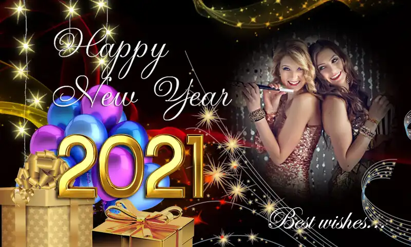 Play New Year Photo Frames 2021 - New Year Greetings as an online game New Year Photo Frames 2021 - New Year Greetings with UptoPlay
