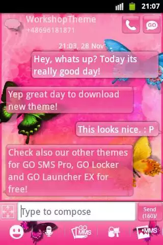 Play Nice Pink Theme GO SMS Pro