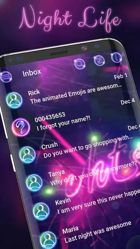 Play Night Life SMS Theme