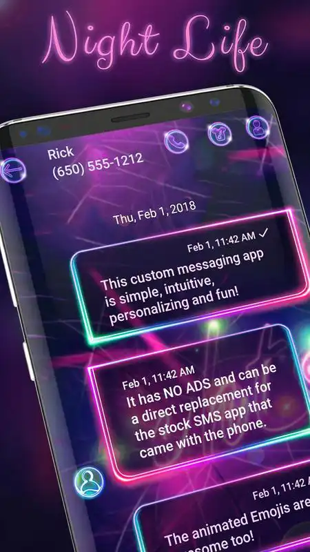 Play Night Life SMS Theme