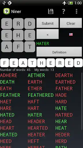 Play Niner Word Game as an online game Niner Word Game with UptoPlay