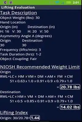Play NIOSH Lifting Index