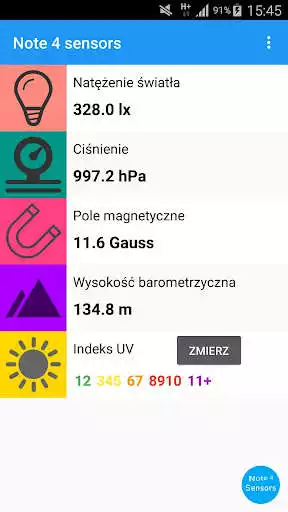 Play Note 4 sensors