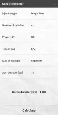 Play Nozzle calculator LPG/CNG