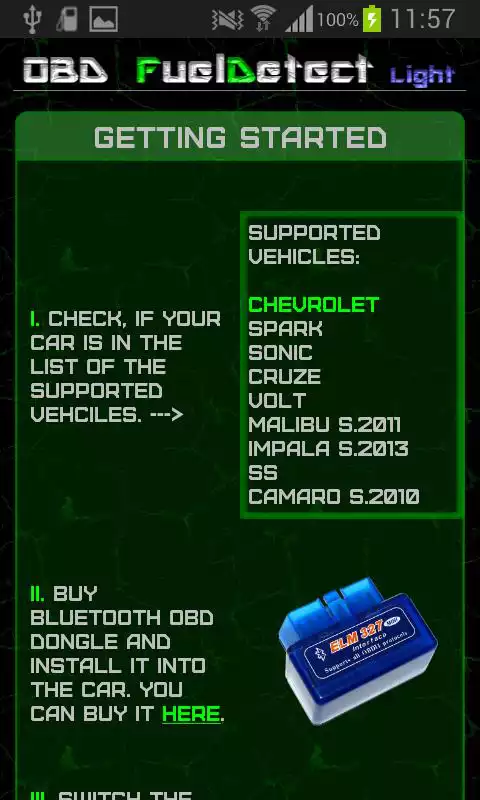 Play OBD Fuel Detect Light