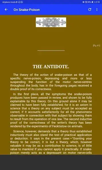 Play On Snake-Poison: Its Action and Its Antidote as an online game On Snake-Poison: Its Action and Its Antidote with UptoPlay