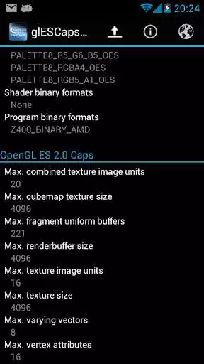 Play OpenGL ES CapsViewer as an online game OpenGL ES CapsViewer with UptoPlay