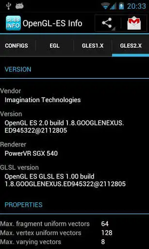 Play APK OpenGL-ES Info  and enjoy OpenGL-ES Info with UptoPlay nl.svdree.glesinfo