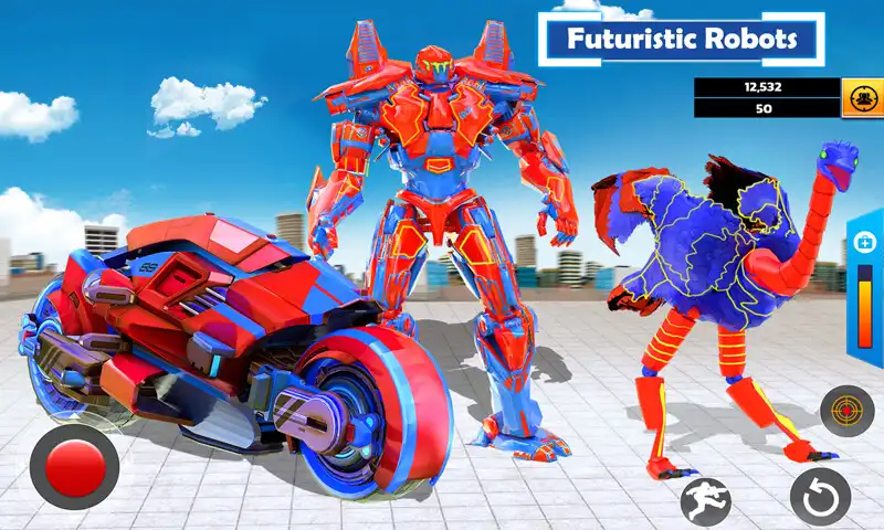 Play Ostrich Air Jet Robot Car Game as an online game Ostrich Air Jet Robot Car Game with UptoPlay
