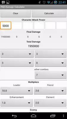 Play PAD Combo Damage Calculator